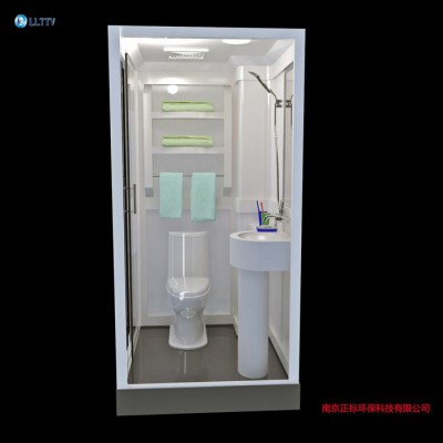 百思沐1113成品卫生间整体卫生间红檀白底透明推拉 宾馆卫生间厂家